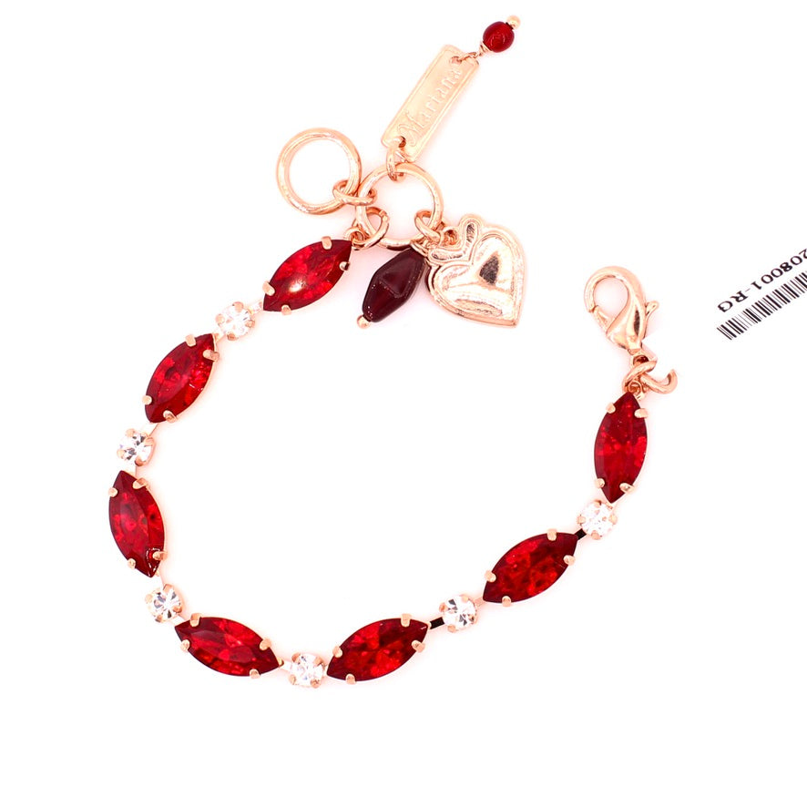 Siam and Clear Marquise and Round Bracelet in Rose Gold