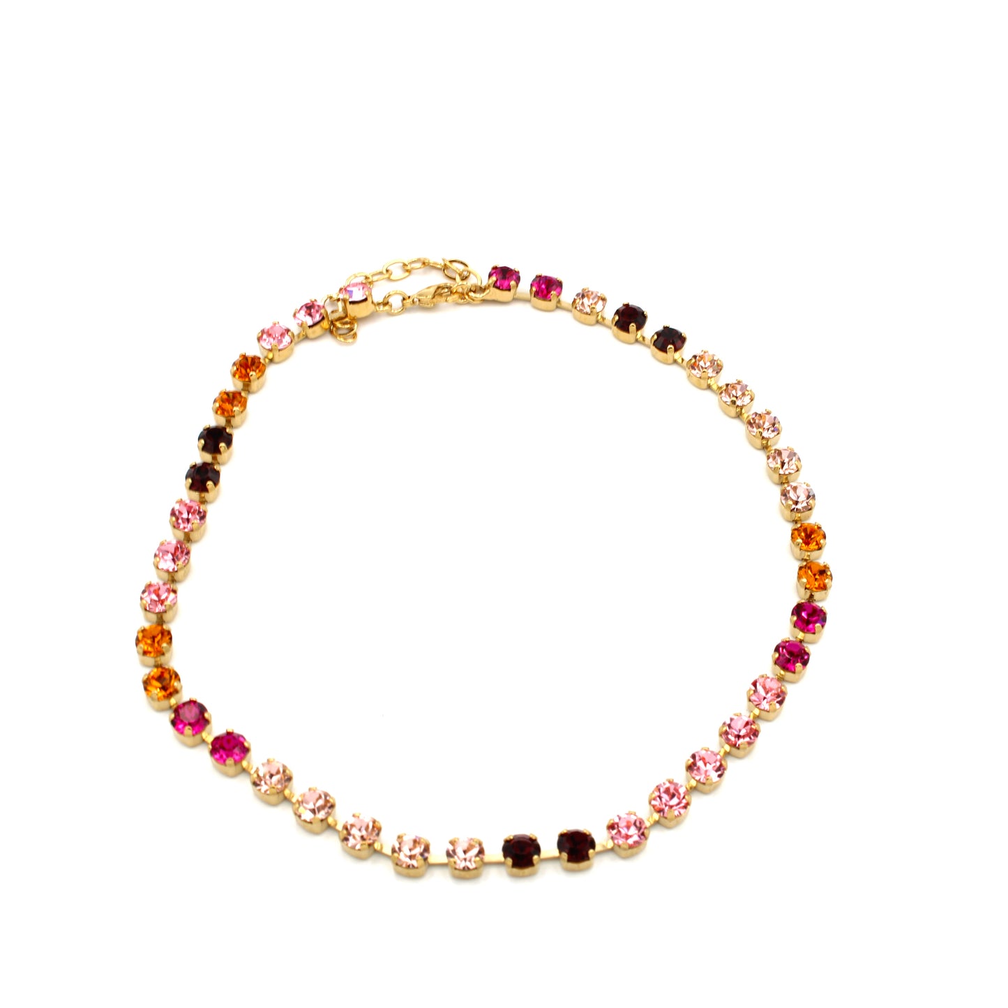 Pink Red Fuchsia 7MM Everyday Necklace in Yellow Gold by LaHola