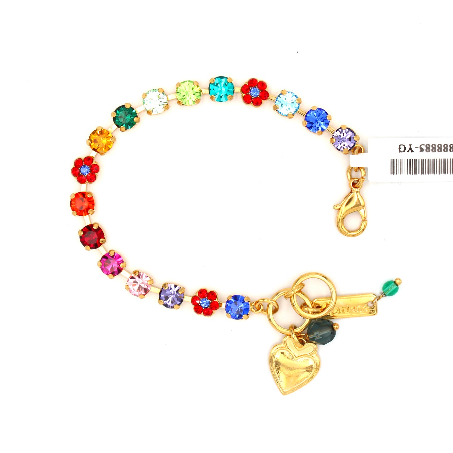 Multi Color Petite Rosette Bracelet in Gold