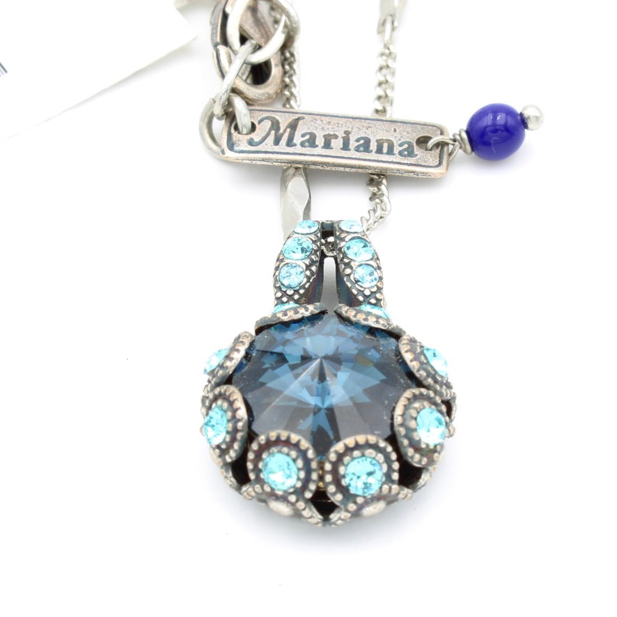 Frost Collection Large Embellished Rivoli Pendant in Antique Silver - MaryTyke's