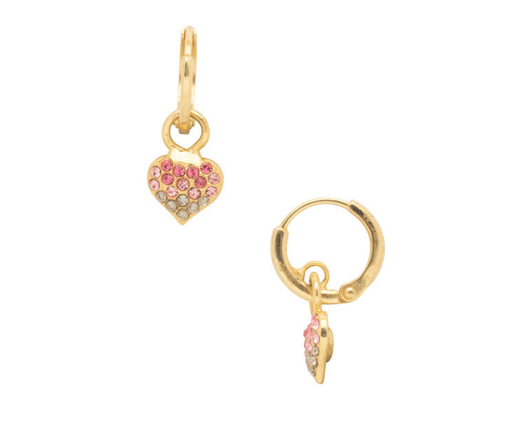 Mini Pave Heart Huggie Hoop Earrings in Gold by Sorrelli
