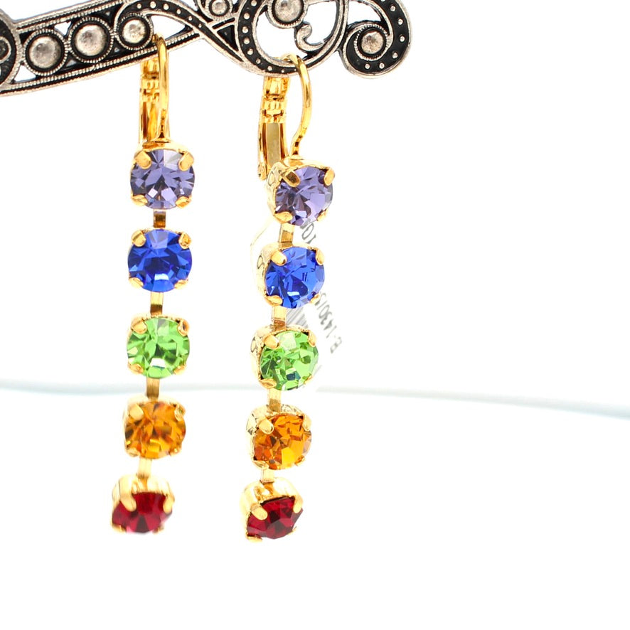 Kaleidoscope Collection Five Crystal Earrings in Gold
