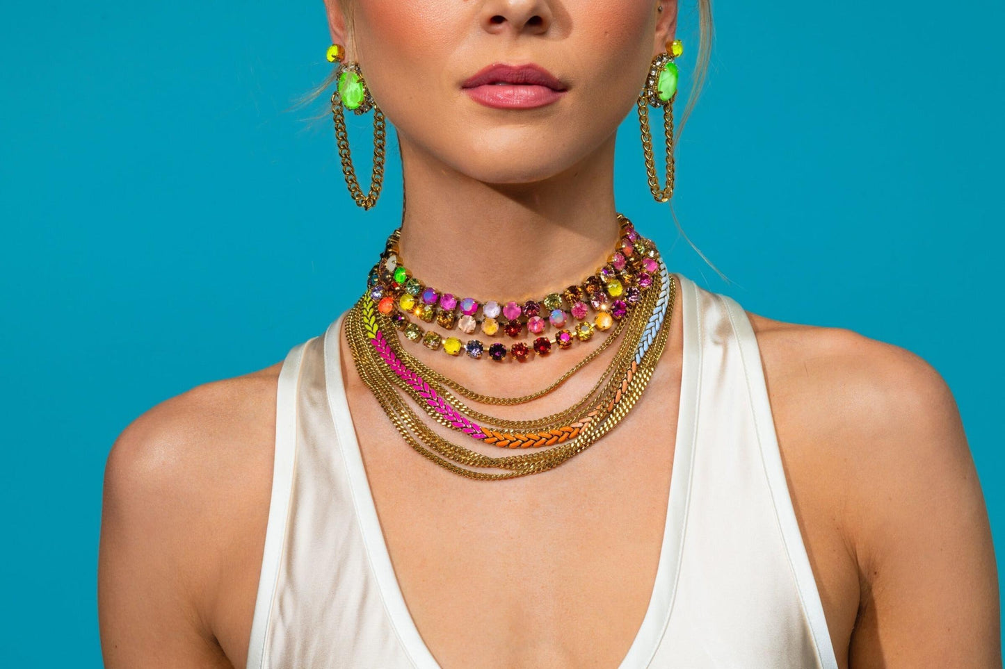 Oakland Necklace in Rainbow Ombre