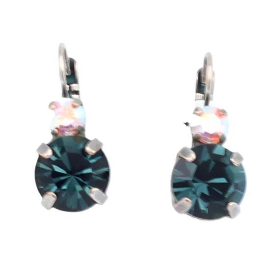 Montana Blue Large Double Stone Earrings in Antique Silver by Mariana