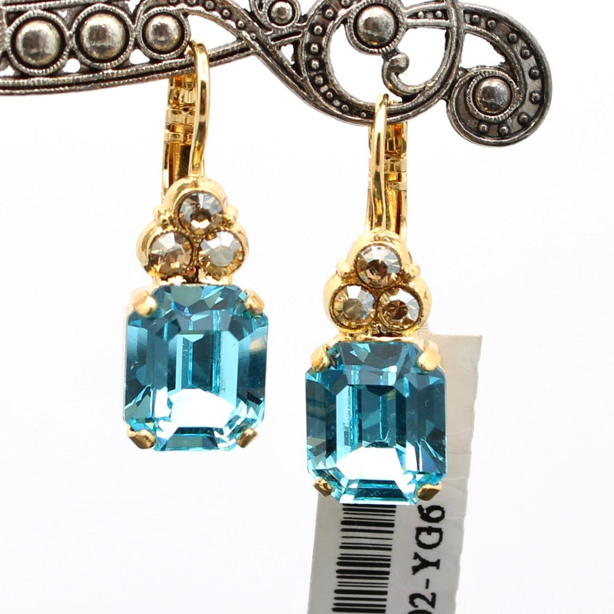 First Toast Rectangular Earrings w/accent Crystals in Gold