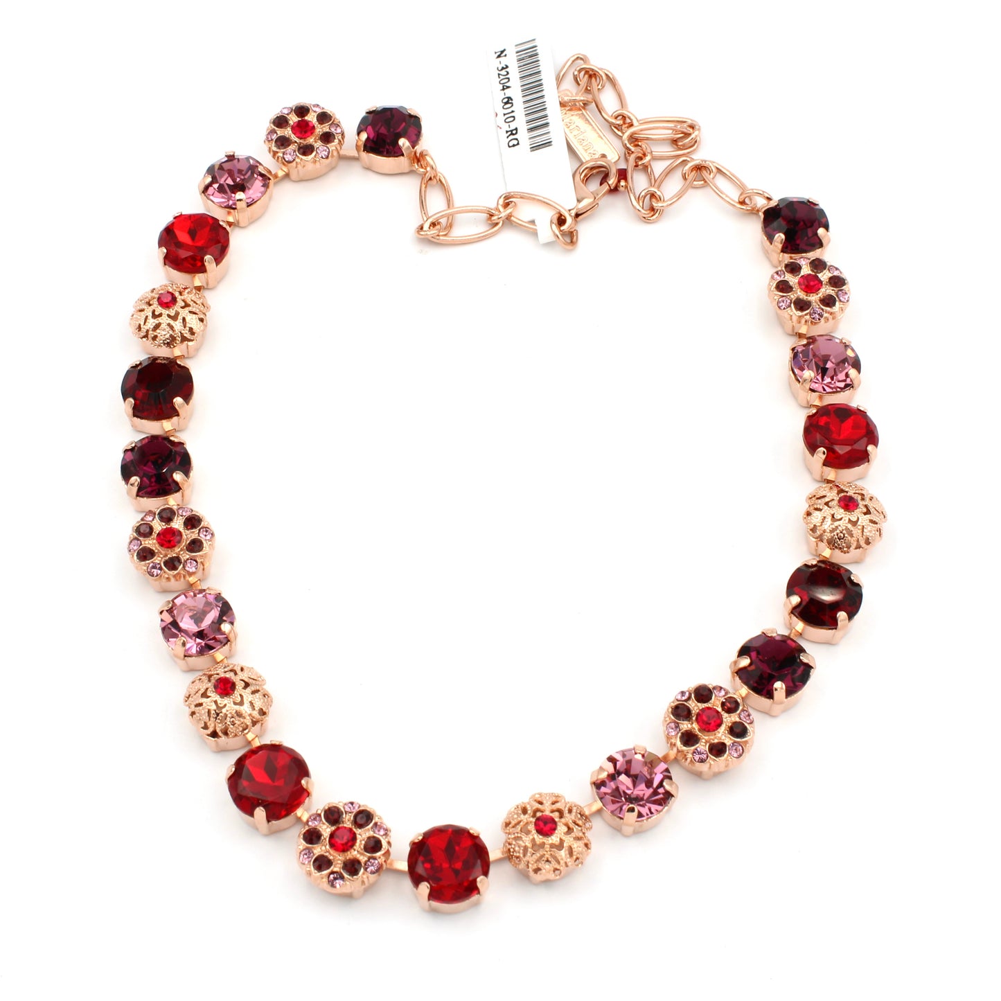 Cranberry Crush Collection Large Embellished Necklace in Rose Gold