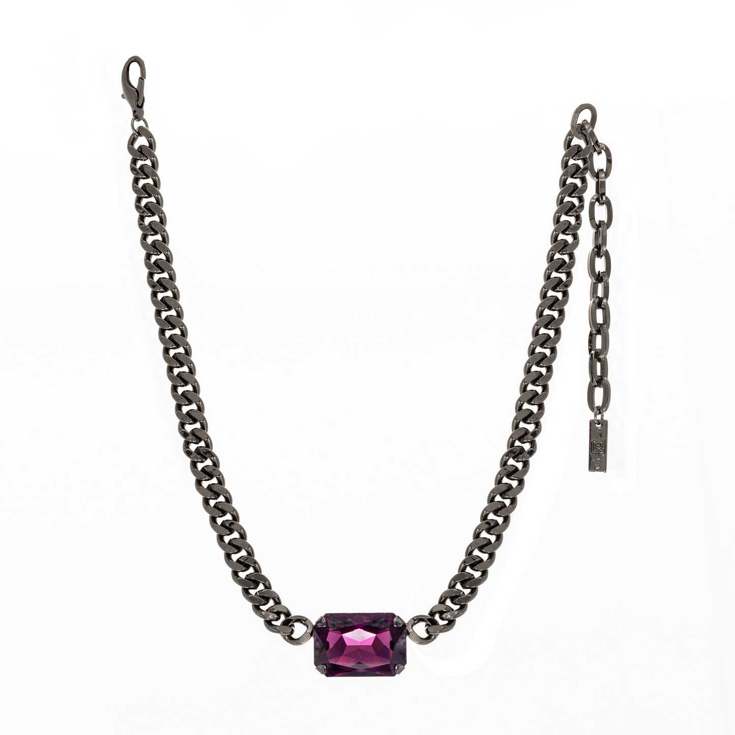Darcy Necklace in Gunmetal Amethyst