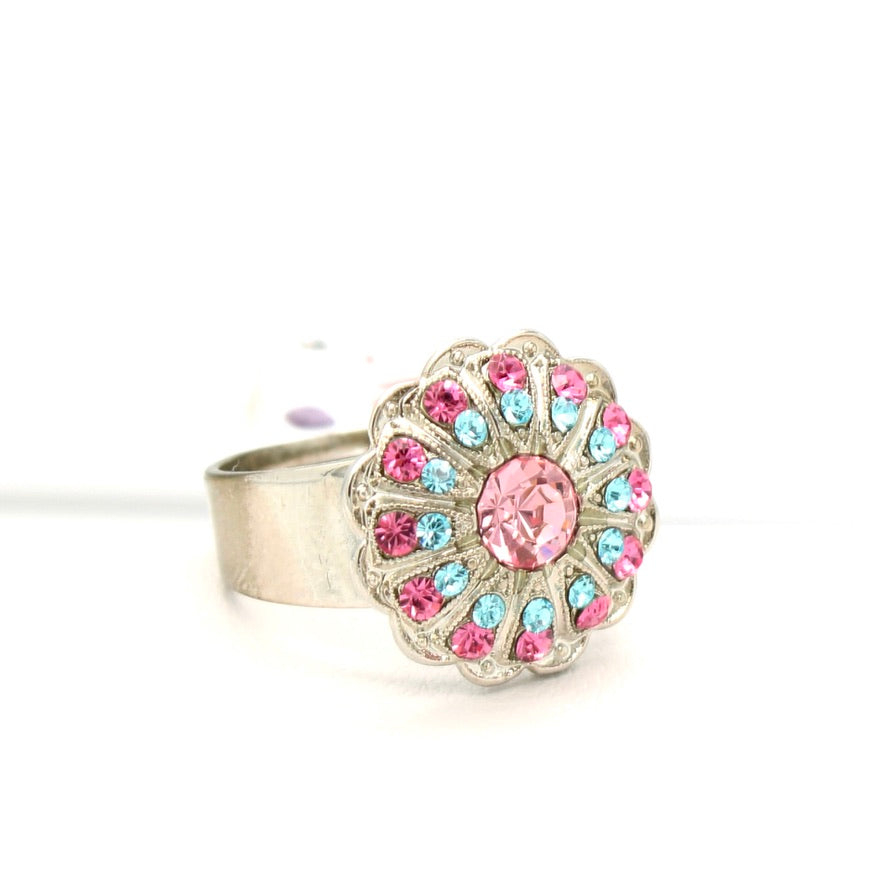 Coral Cove Flower Ring - Adjustable