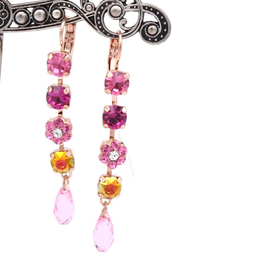 Bougainvillea Collection Long Flower Drop Earrings in Rose Gold - MaryTyke's