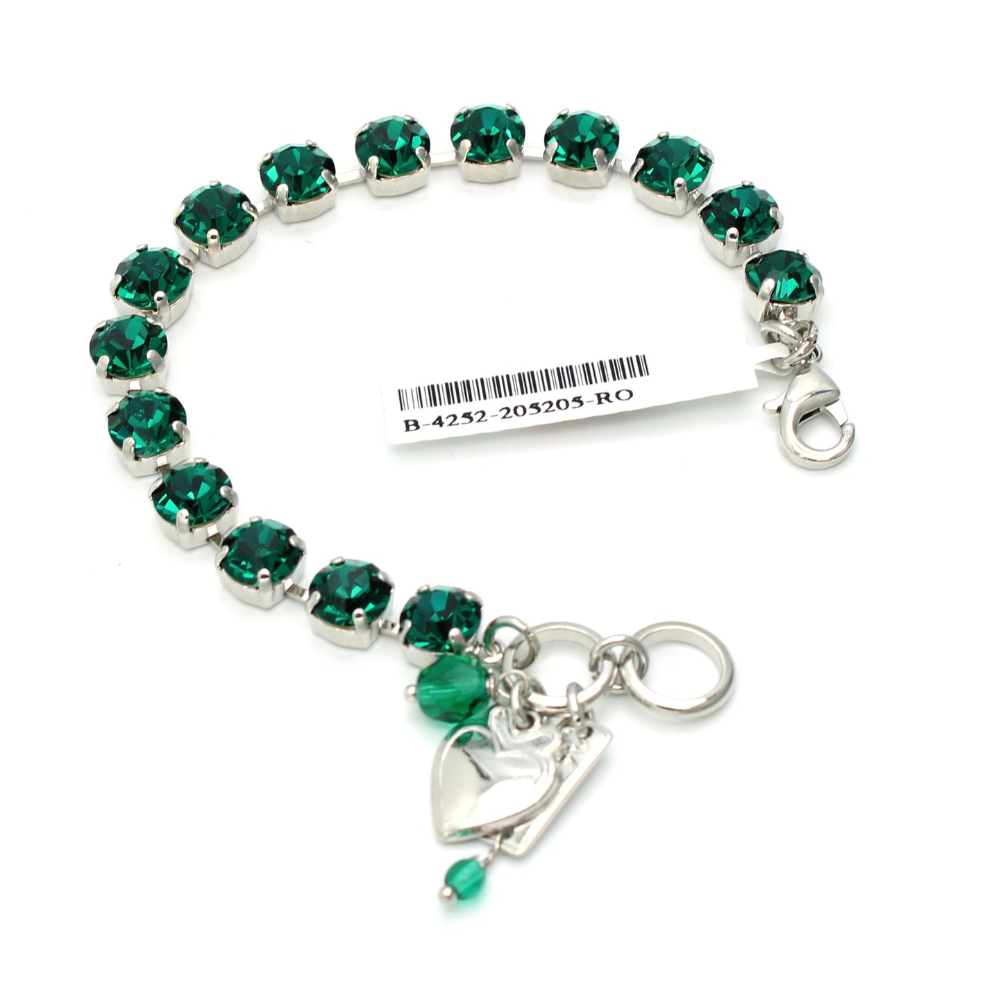 Emerald Green Medium Everyday Bracelet in Rhodium