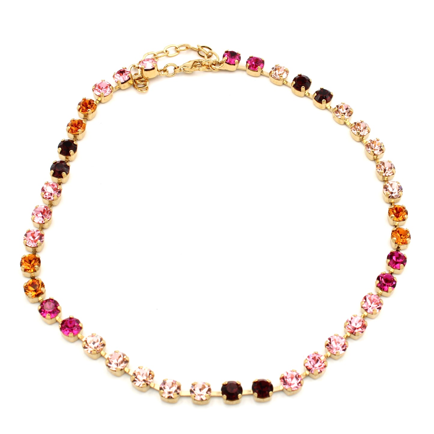 Pink Red Fuchsia 7MM Everyday Necklace in Yellow Gold by LaHola