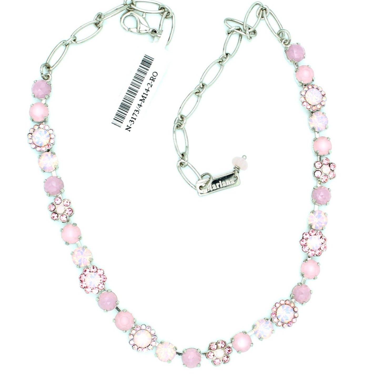 Pink Carnation Collection Medium Crystal Flower Necklace
