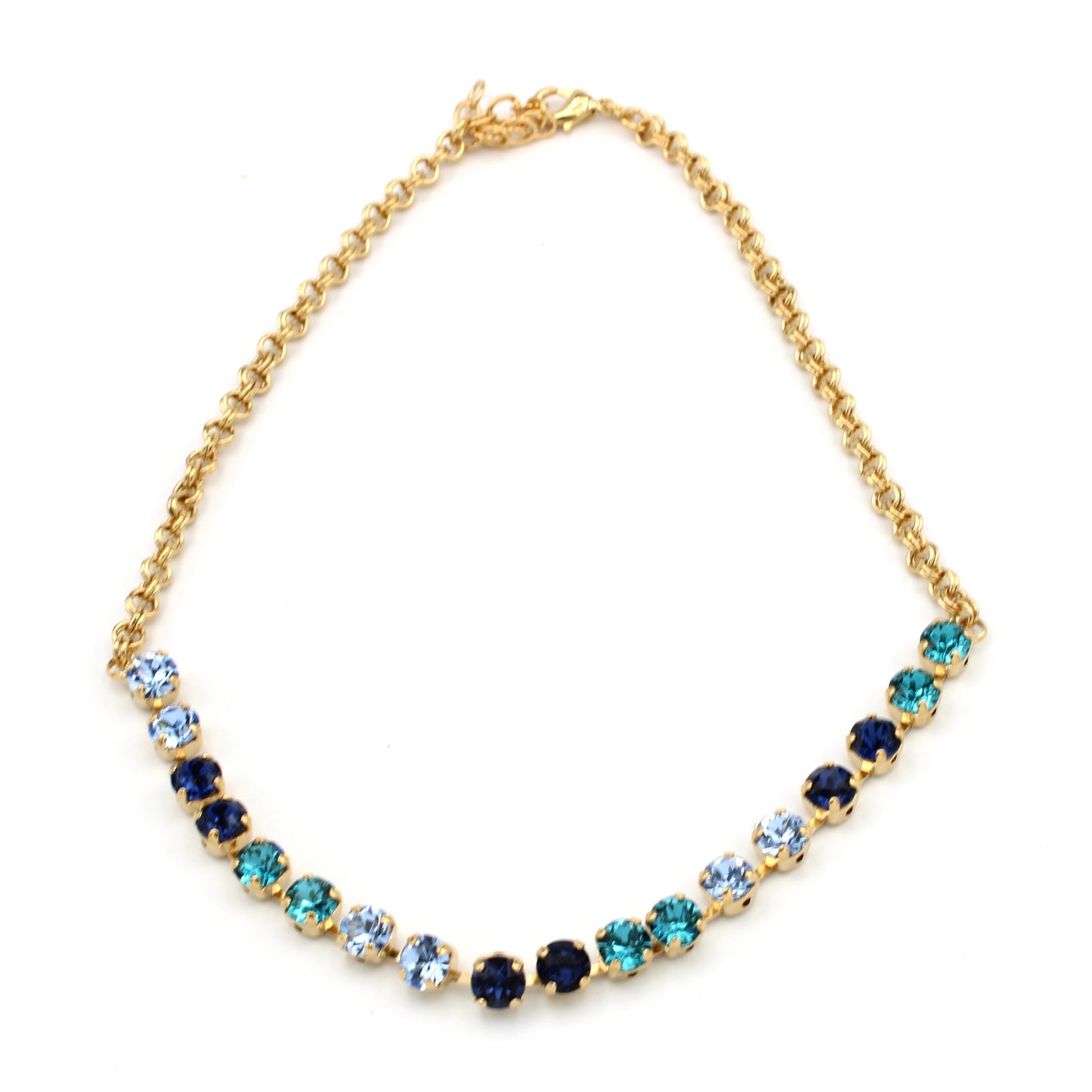 Multi Blue 7MM Everyday Necklace in Yellow Gold by LaHola