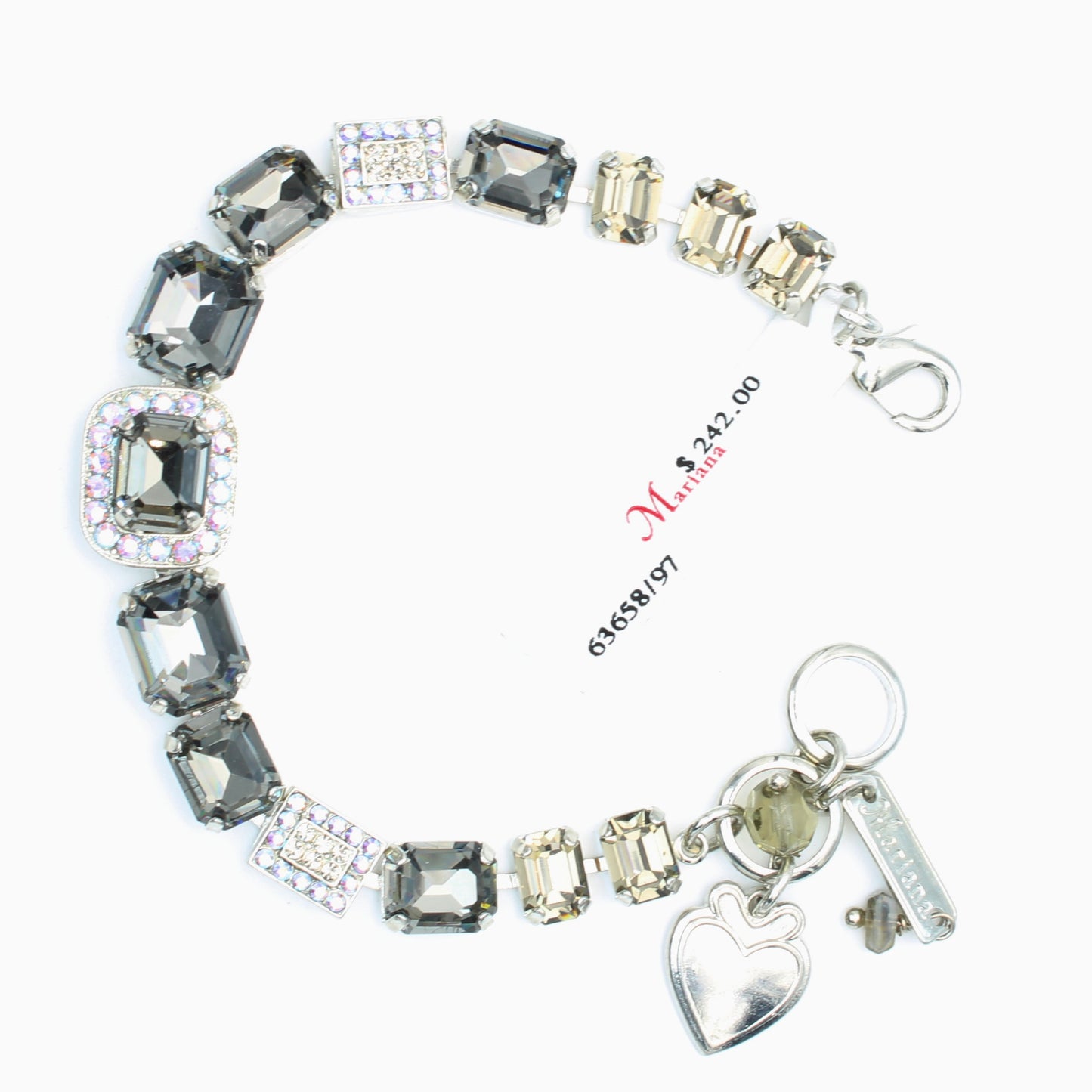 Black Diamond Large Emerald Cut Embellished Bracelet - MaryTyke's