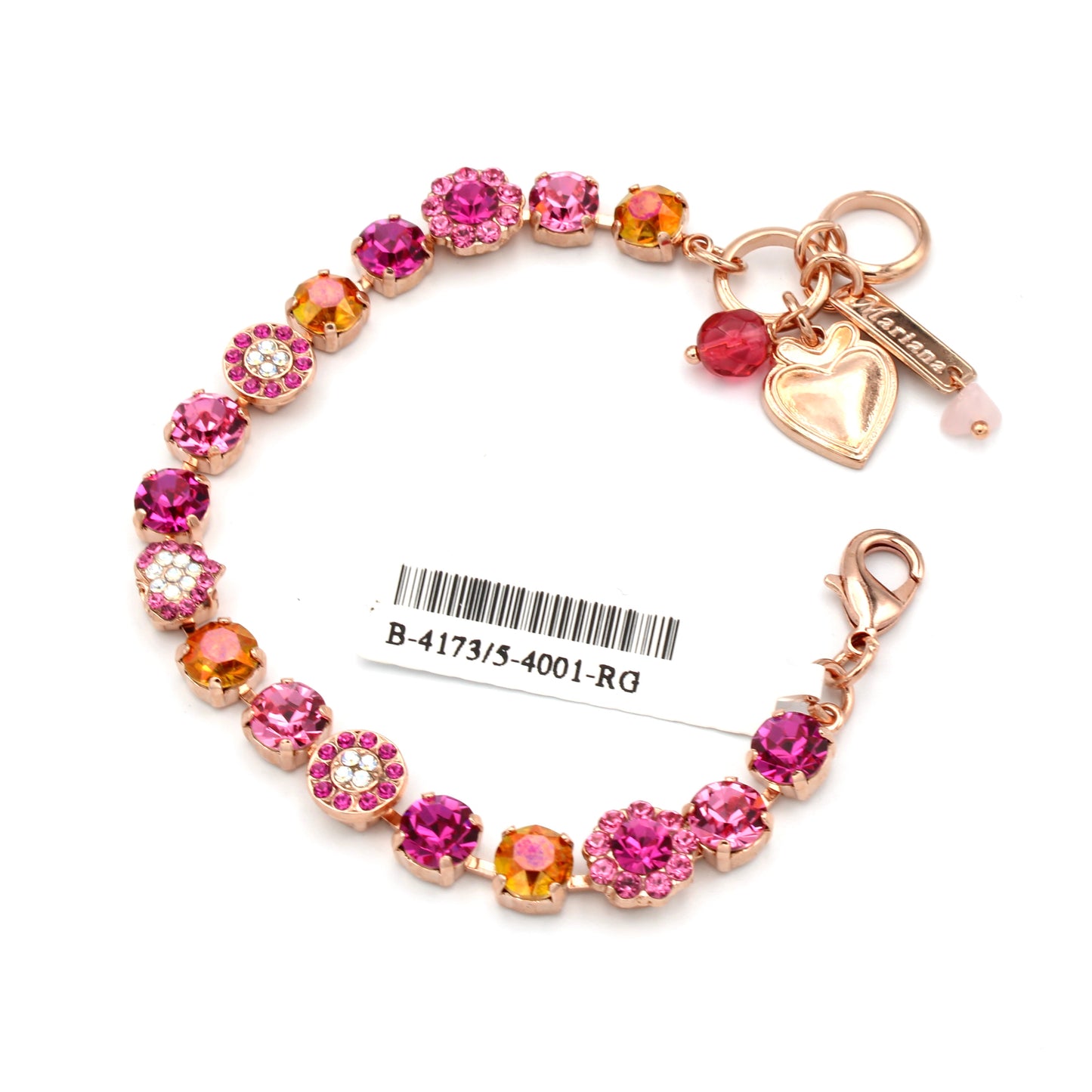 Bougainvillea Collection Medium Pave Heart Bracelet in Rose Gold - MaryTyke's