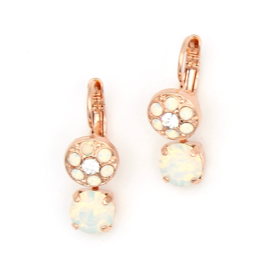 White Opal and Clear Crystal Earrings in Rose Gold - MaryTyke's