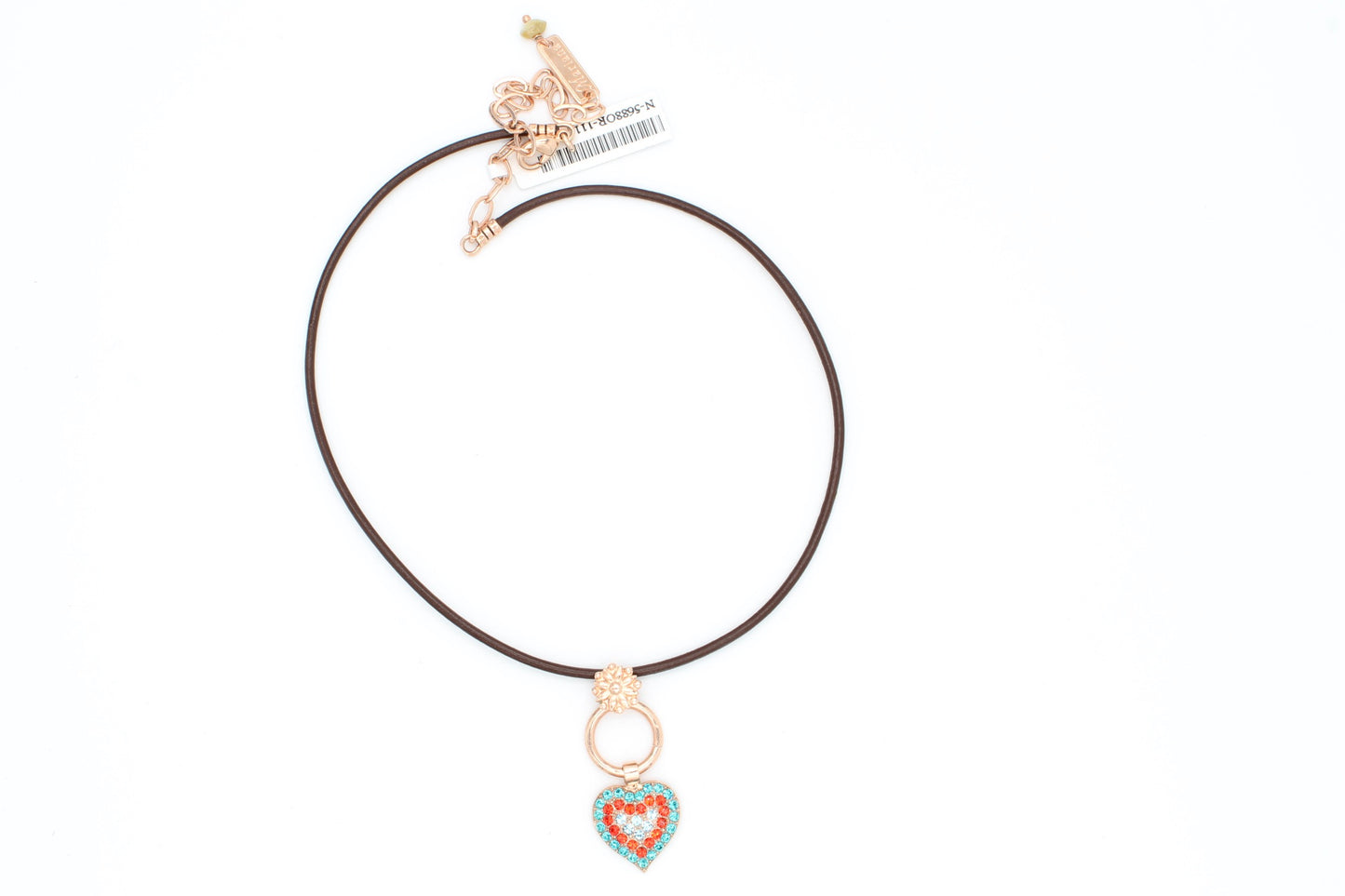 Tinsel Collection Leather Choker with Heart Pendant in Rose Gold - MaryTyke's