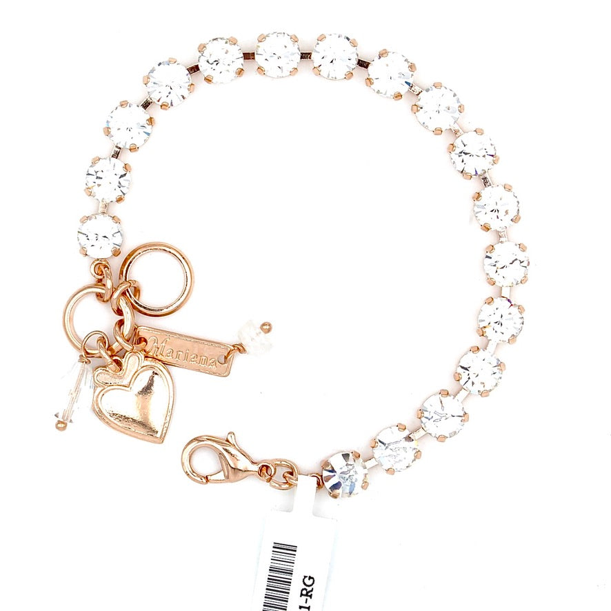 Clear Crystal 7MM Crystal Bracelet in Rose Gold - MaryTyke's