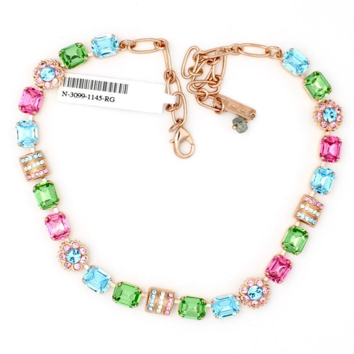 Funfetti Collection Rectangular Crystal Necklace in Rose Gold - MaryTyke's