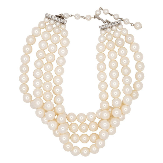 4 Row White Shell Choker Pearl Necklace - MaryTyke's