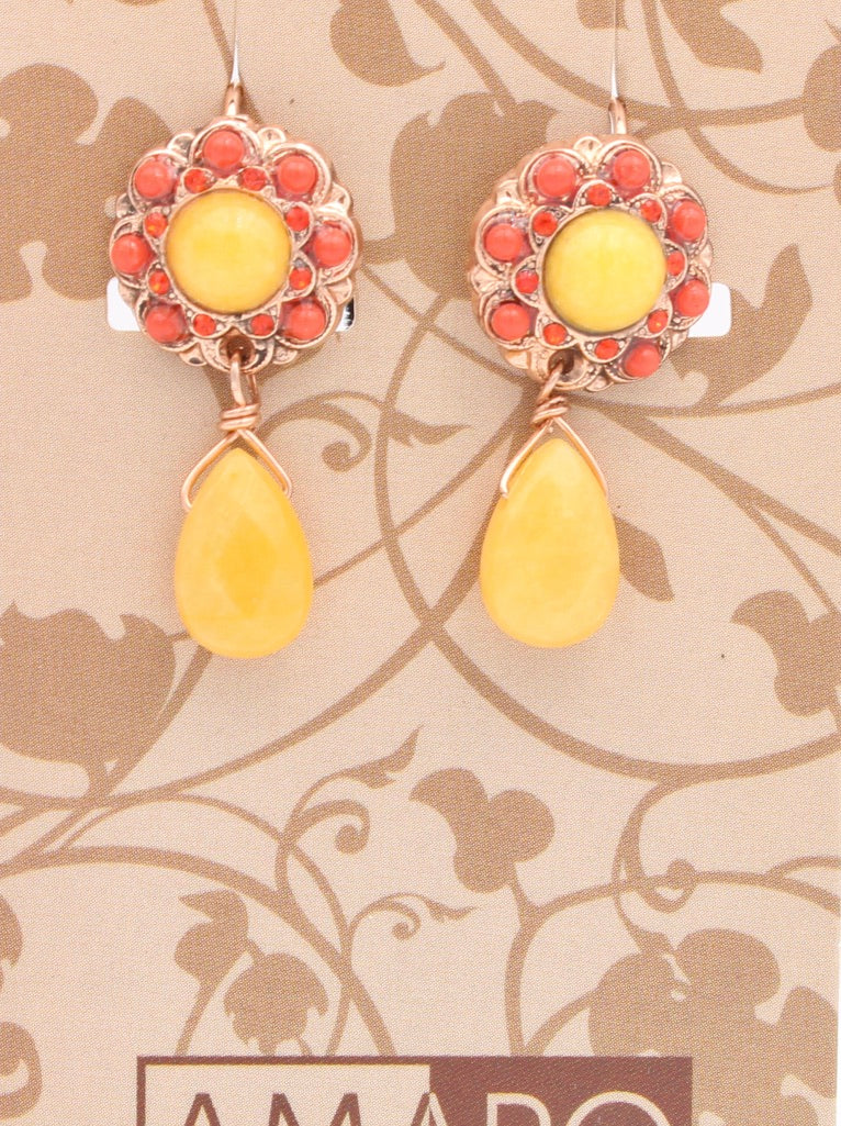 Amaro Halo Earrings with Dangle in Rose Gold - MaryTyke's