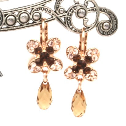 Chai Collection Flower Dangle Earrings in Rose Gold - MaryTyke's