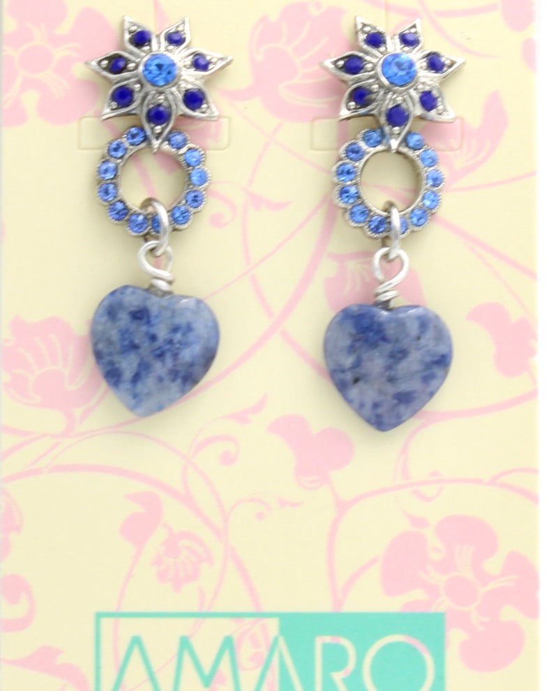 Ocean Dangly Flower and Heart Earrings - POST - Amaro - MaryTyke's
