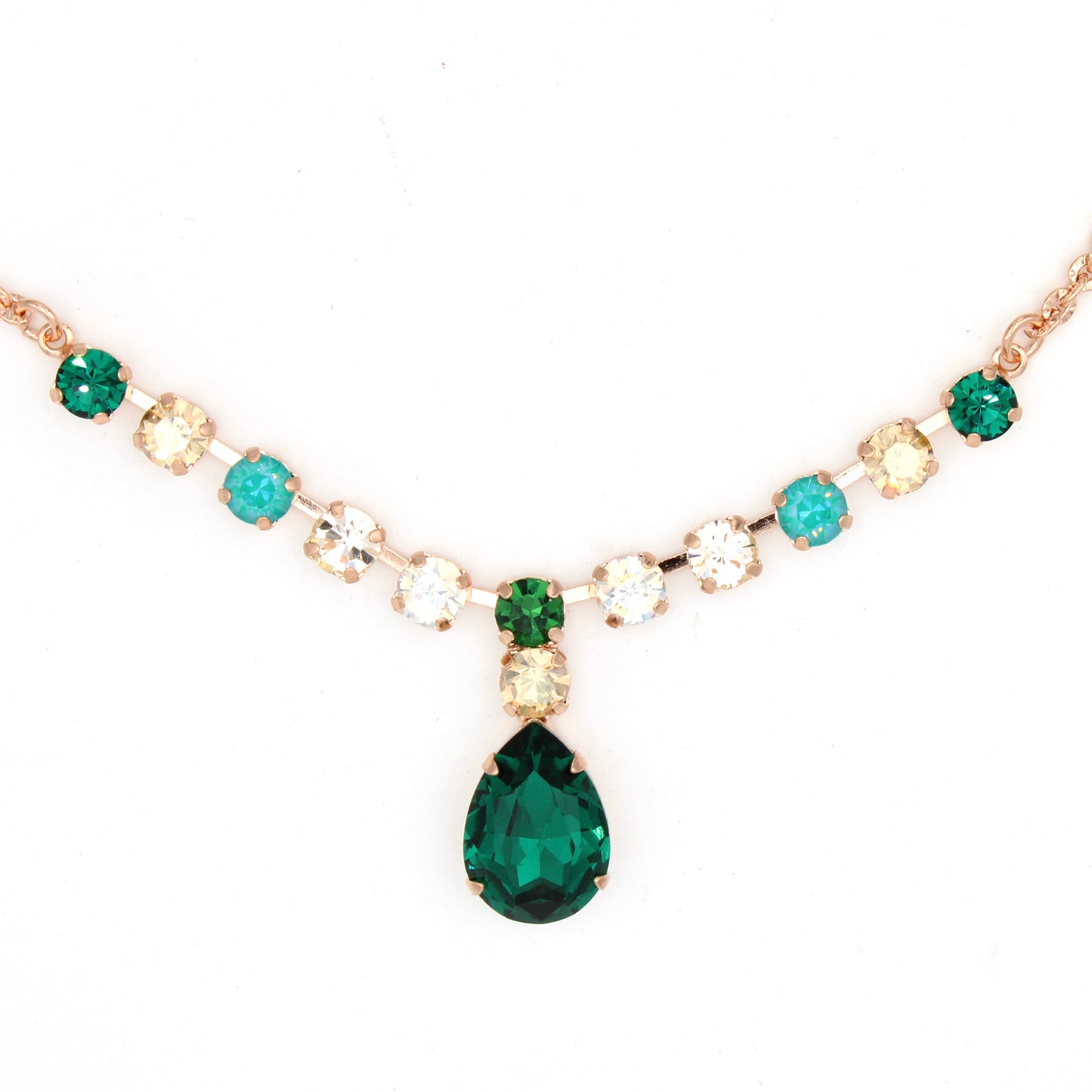 Circle of Life Collection Pear and Round Necklace in Rose Gold - MaryTyke's