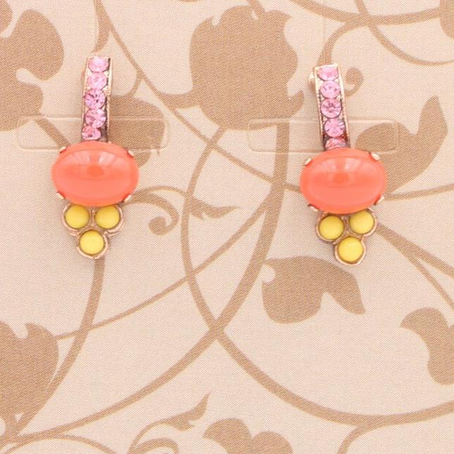 Sun Blush Oval Triple Crystal Accent Earrings in Rose Gold - POST - MaryTyke's