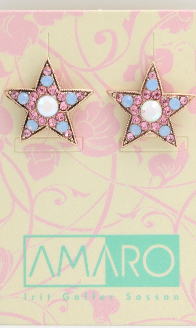 Amaro Soft Pastels Star Earrings in Rose Gold - MaryTyke's