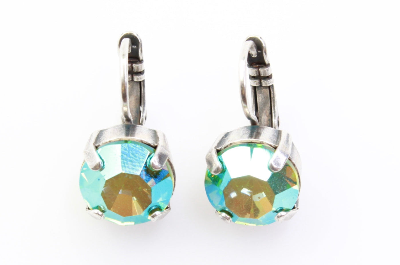 Peridot AB 11MM Crystal Earrings In Silver - MaryTyke's