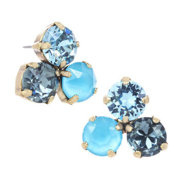 Ines Blue Earrings in Antique Gold
