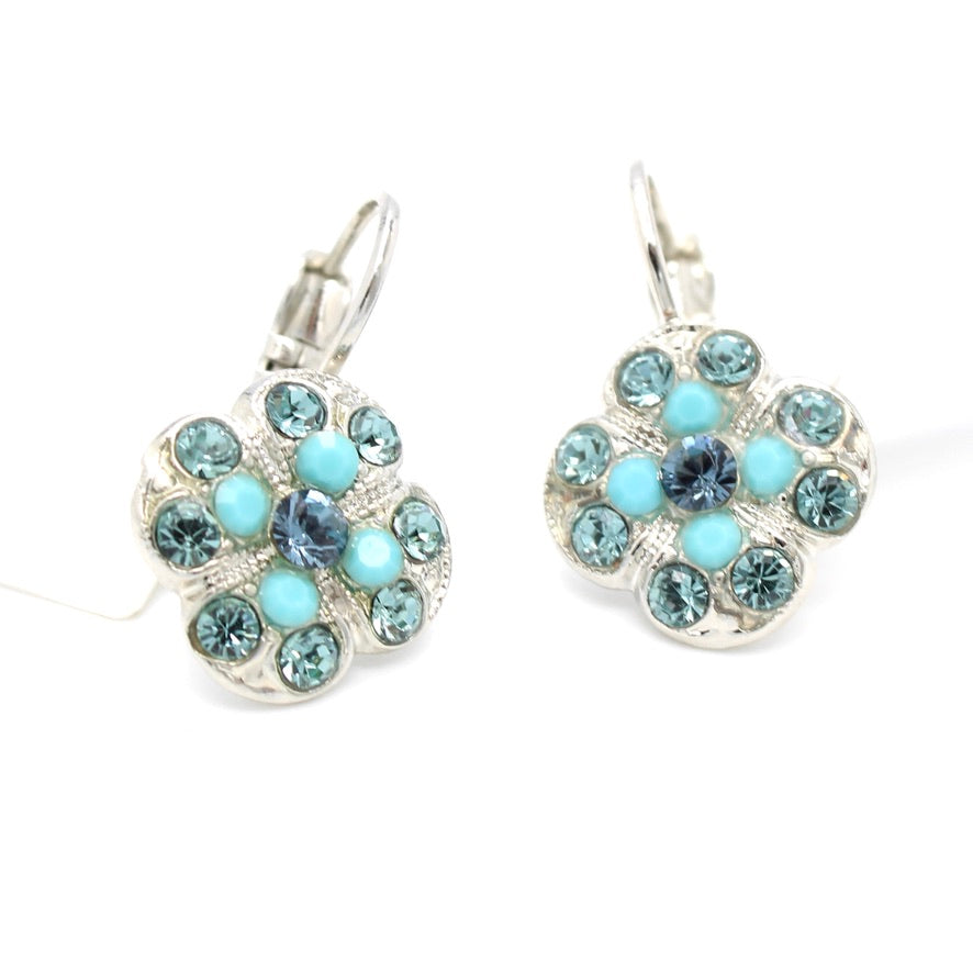 Crystal Blue Clover Earrings