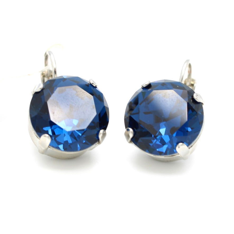 Sapphire Single Stone 15MM Crystal Earrings