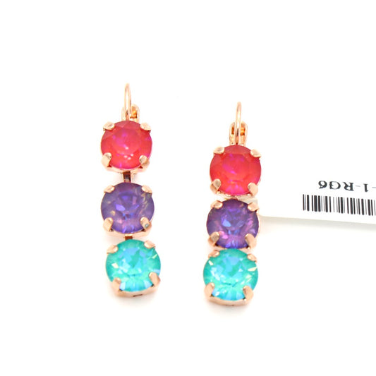 Candy Collection Medium Triple Stone Earrings in Rose Gold