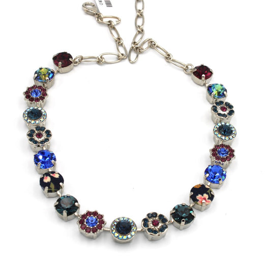 Happy Hour Fabric and Crystal Large Rosette Necklace