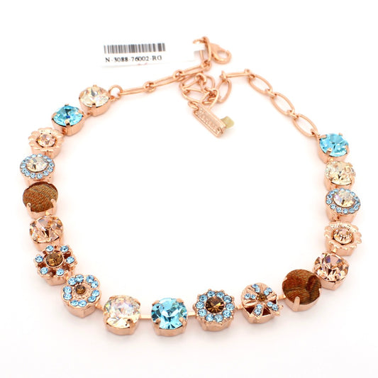 First Toast Fabric and Crystal Large Bow Necklace in Rose Gold