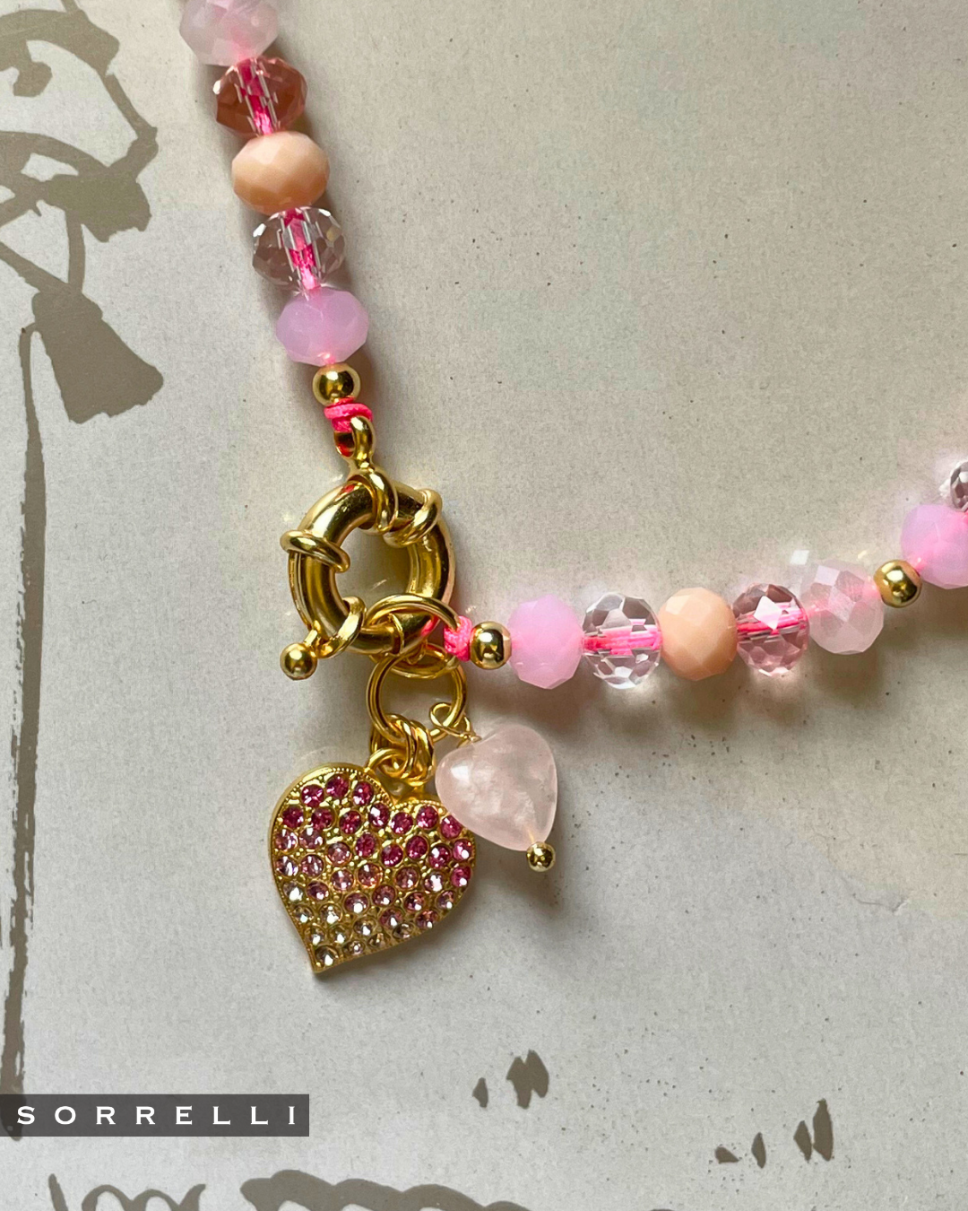 Big Flirt Beaded Pave Heart Pendant Necklace by Sorrelli