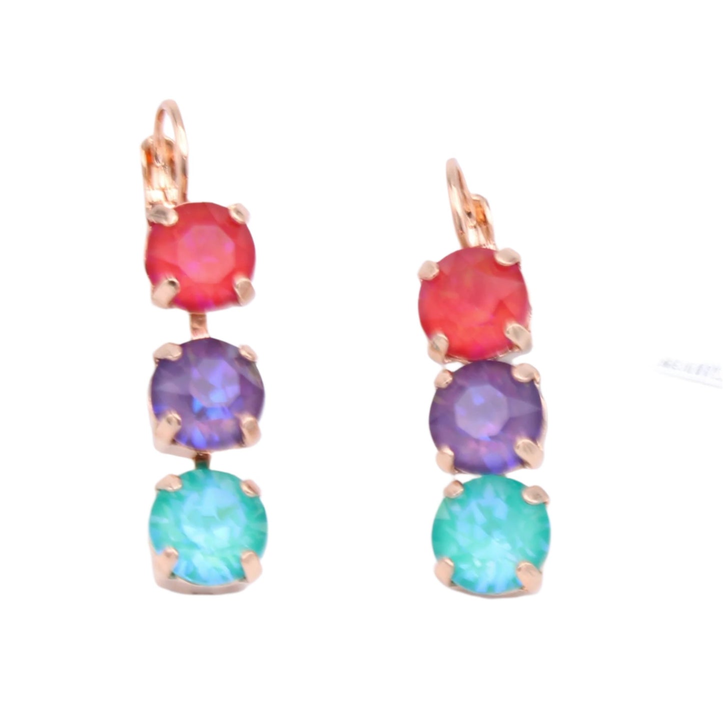 Candy Collection Medium Triple Stone Earrings in Rose Gold