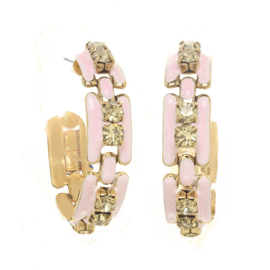 Hillary Hoops in Light Pink/Light Yellow