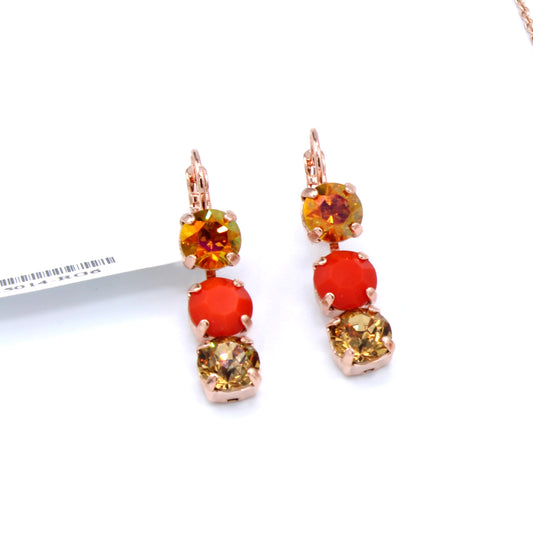 Pumpkin Spice Three Stone Earrings in Rose Gold