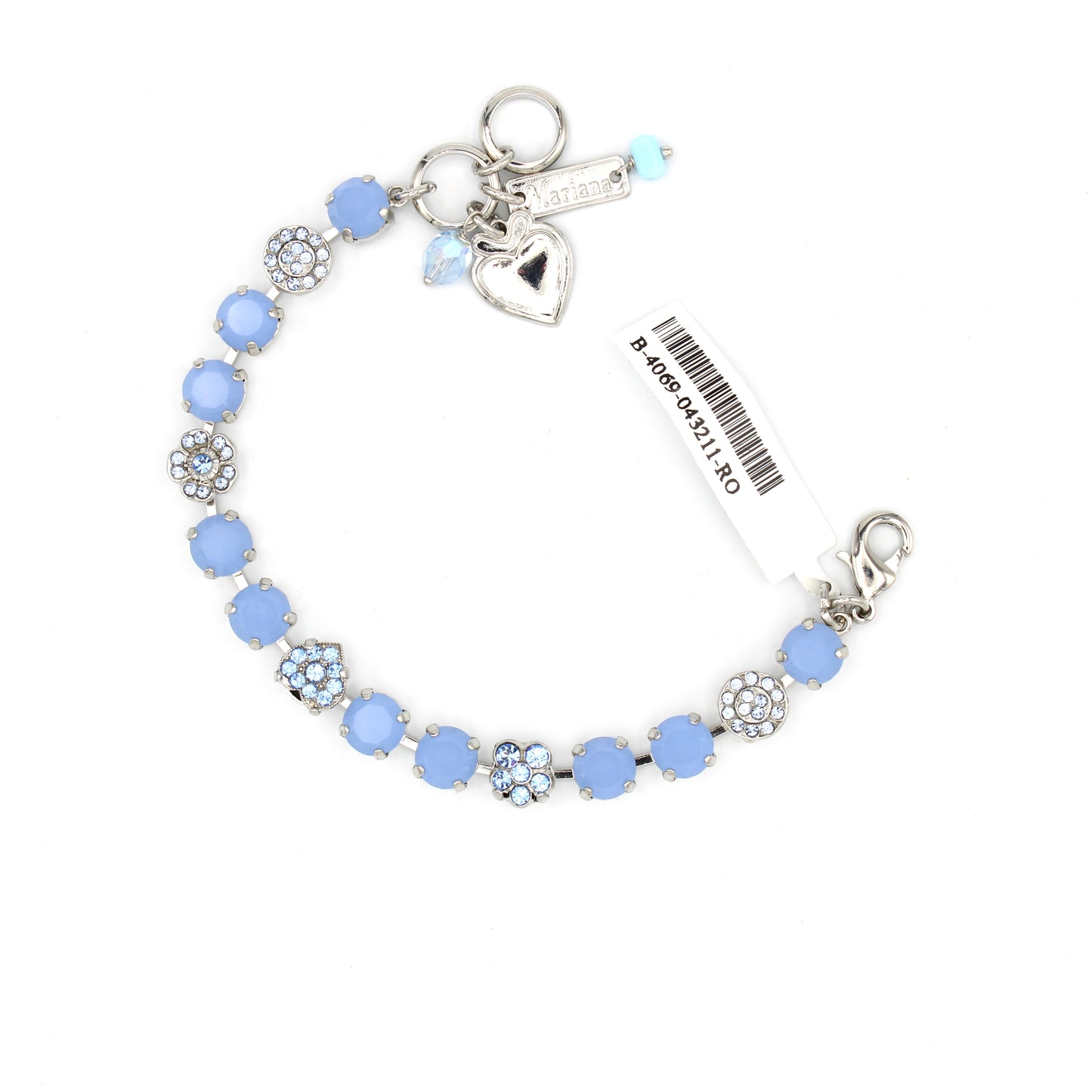 Sky Blue Opal Medium Rosette and Heart Bracelet