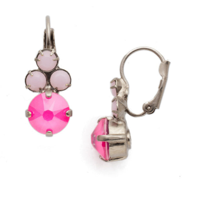 Electric Pink Triple Crystal Accent Earrings by Sorrelli