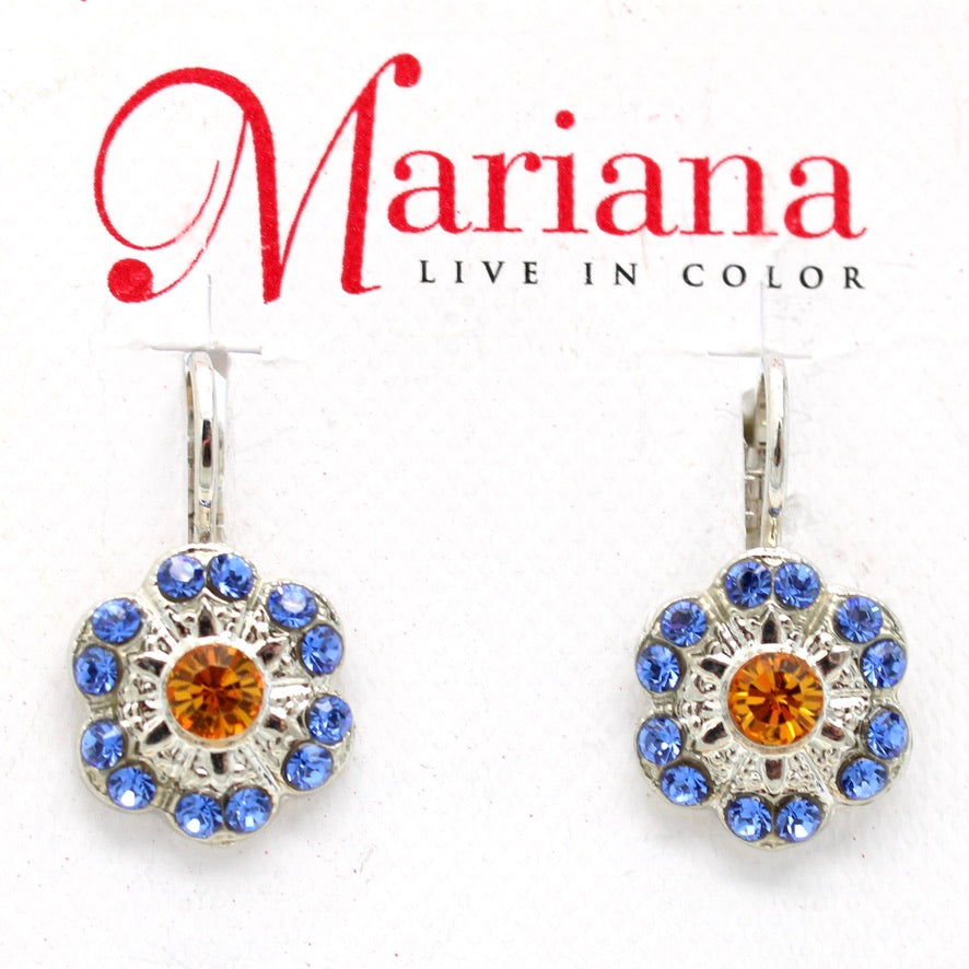 Kaleidoscope Flower Earrings in Rhodium