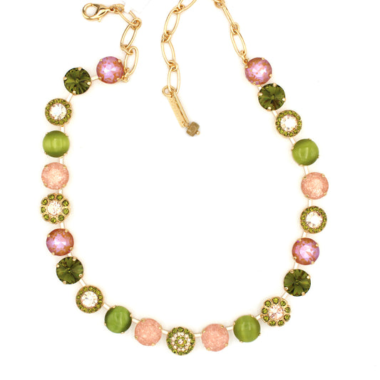 Olive Garnish Collection Large Pave and Rosette Necklace in Gold