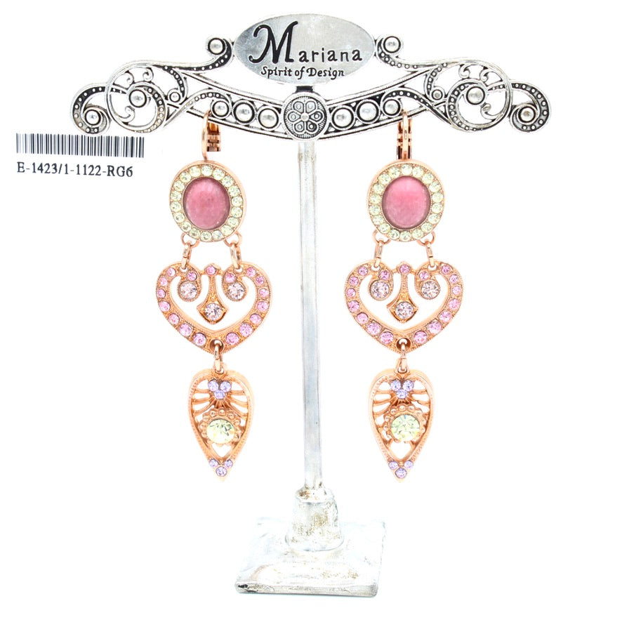 Purple Emperor Collection Oval and Heart Earrings in Rose Gold