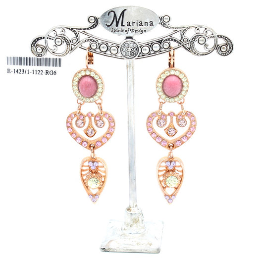 Purple Emperor Collection Oval and Heart Earrings in Rose Gold