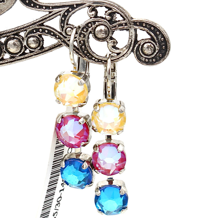 Lollipop Collection 7MM Triple Crystal Earrings in Black Plating