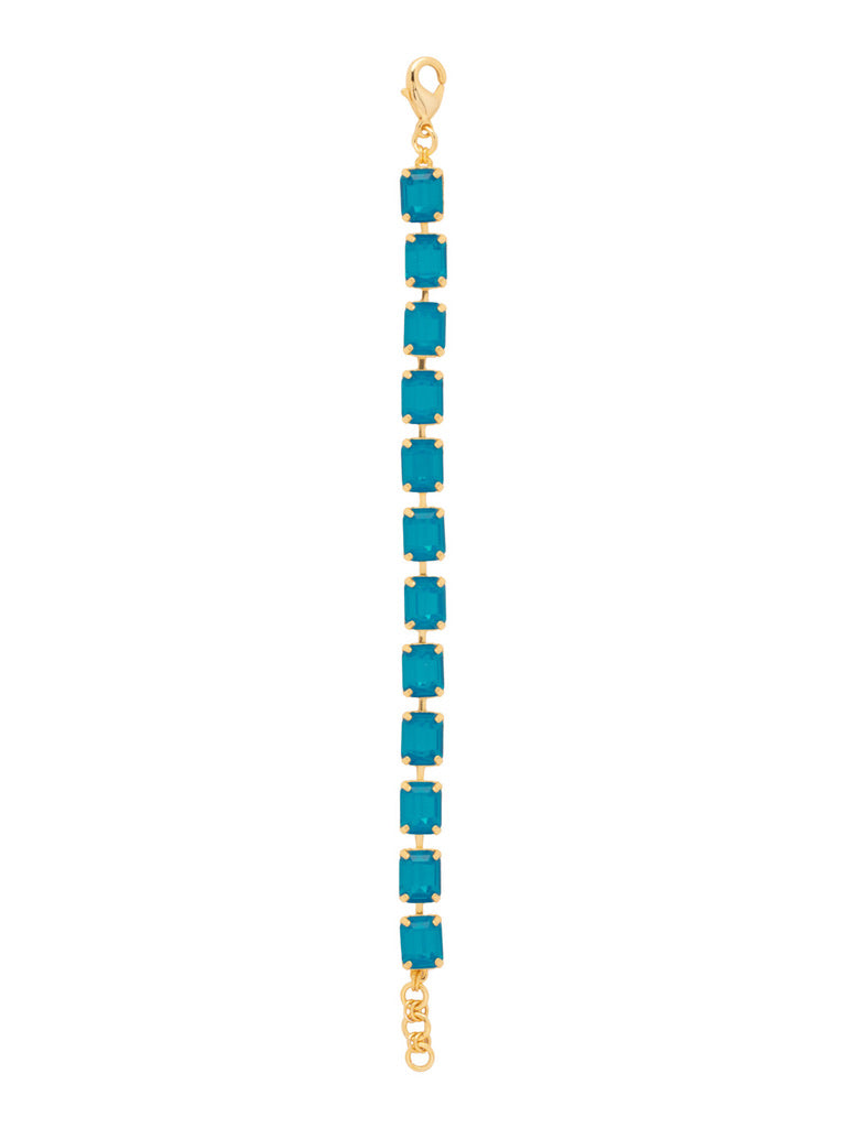 Octavia Caribbean Blue Opal Emerald Cut Tennis Bracelet in Gold