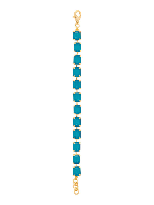 Octavia Caribbean Blue Opal Emerald Cut Tennis Bracelet in Gold